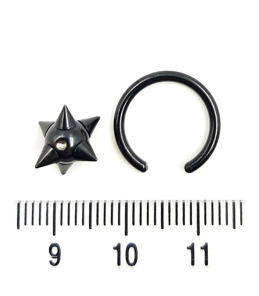 Кольцо BCR Сталь Черное с Шариком Шипастым 1,6 х 12 х 11