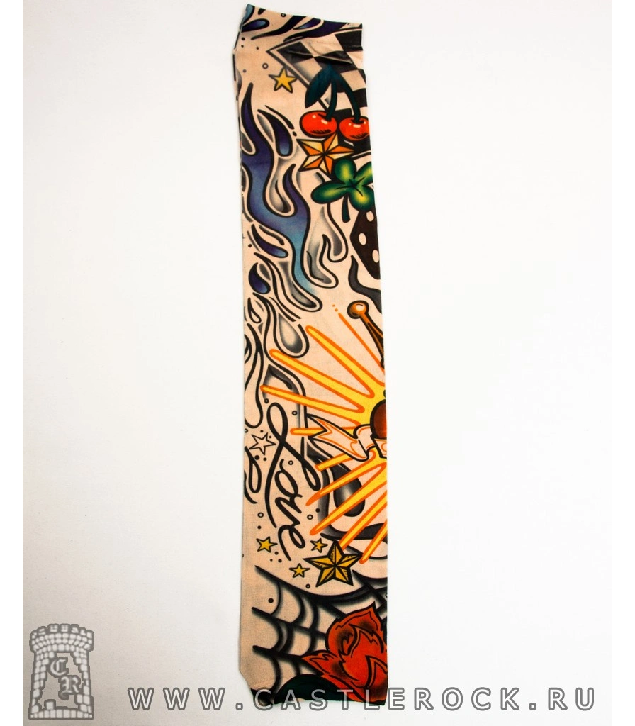 тату рукав сердце с короной и девушка "ride"