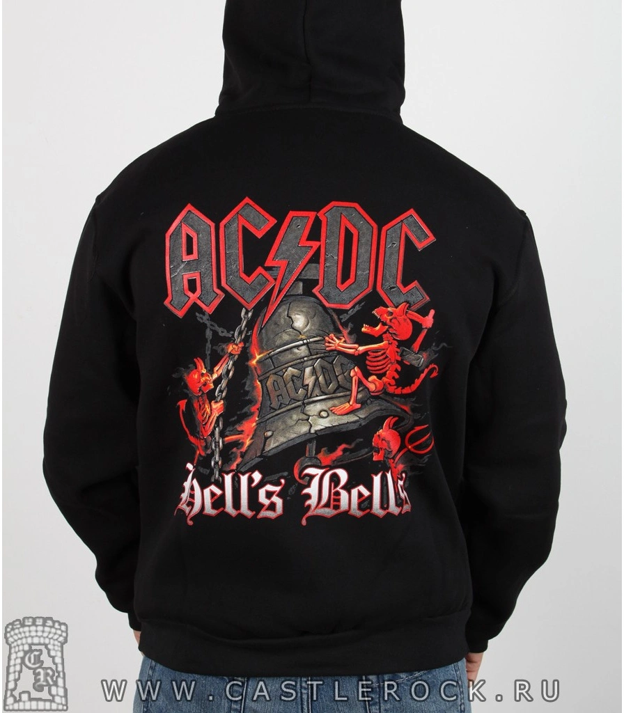 балахон на молнии ac/dc "hell's bells" (колокол и черти)