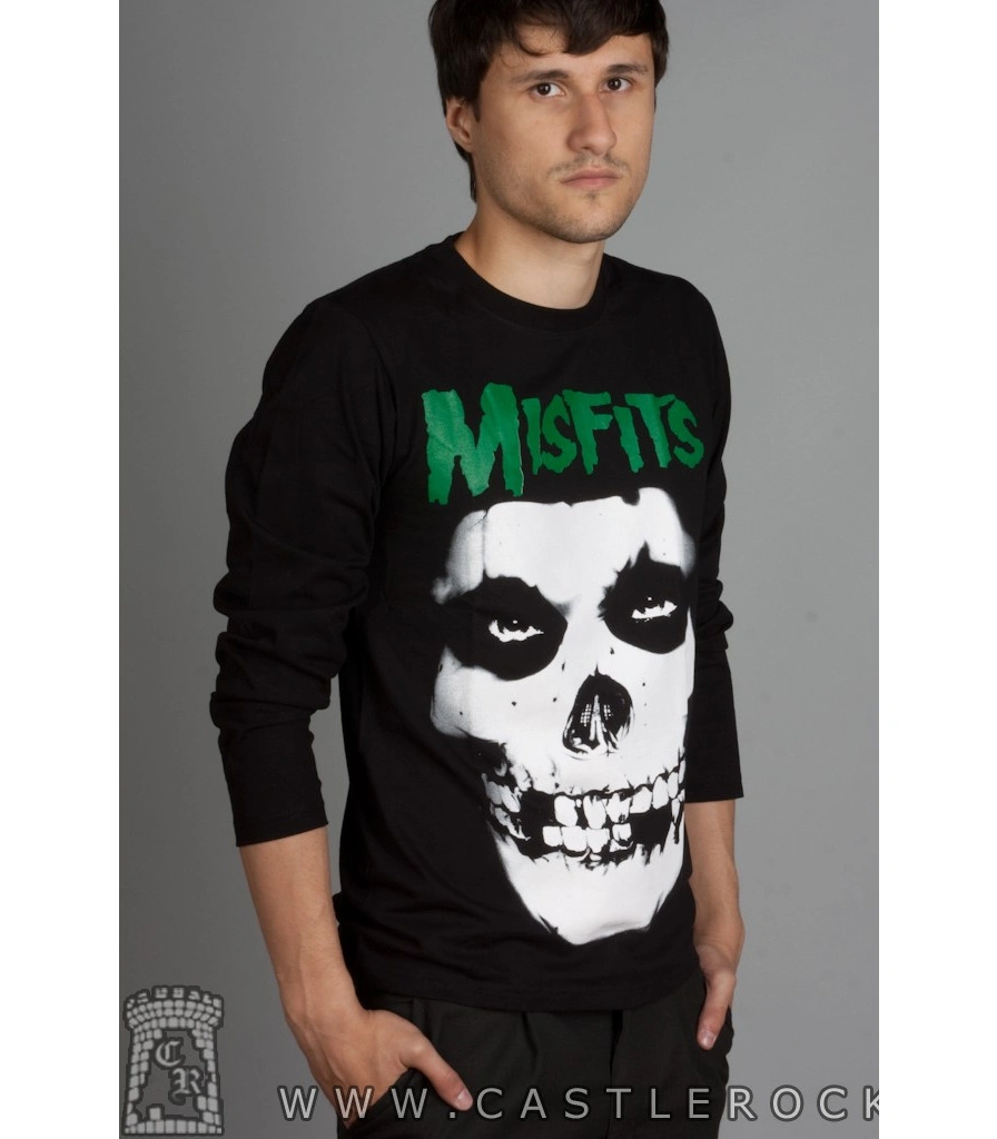 футболка misfits (лого, надпись зеленая) д/р
