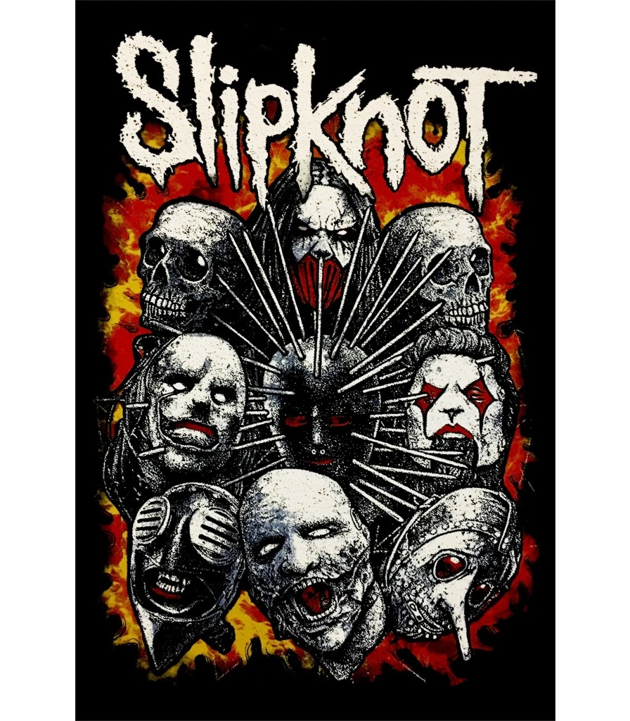 постер тканевый slipknot (маски, пламя)