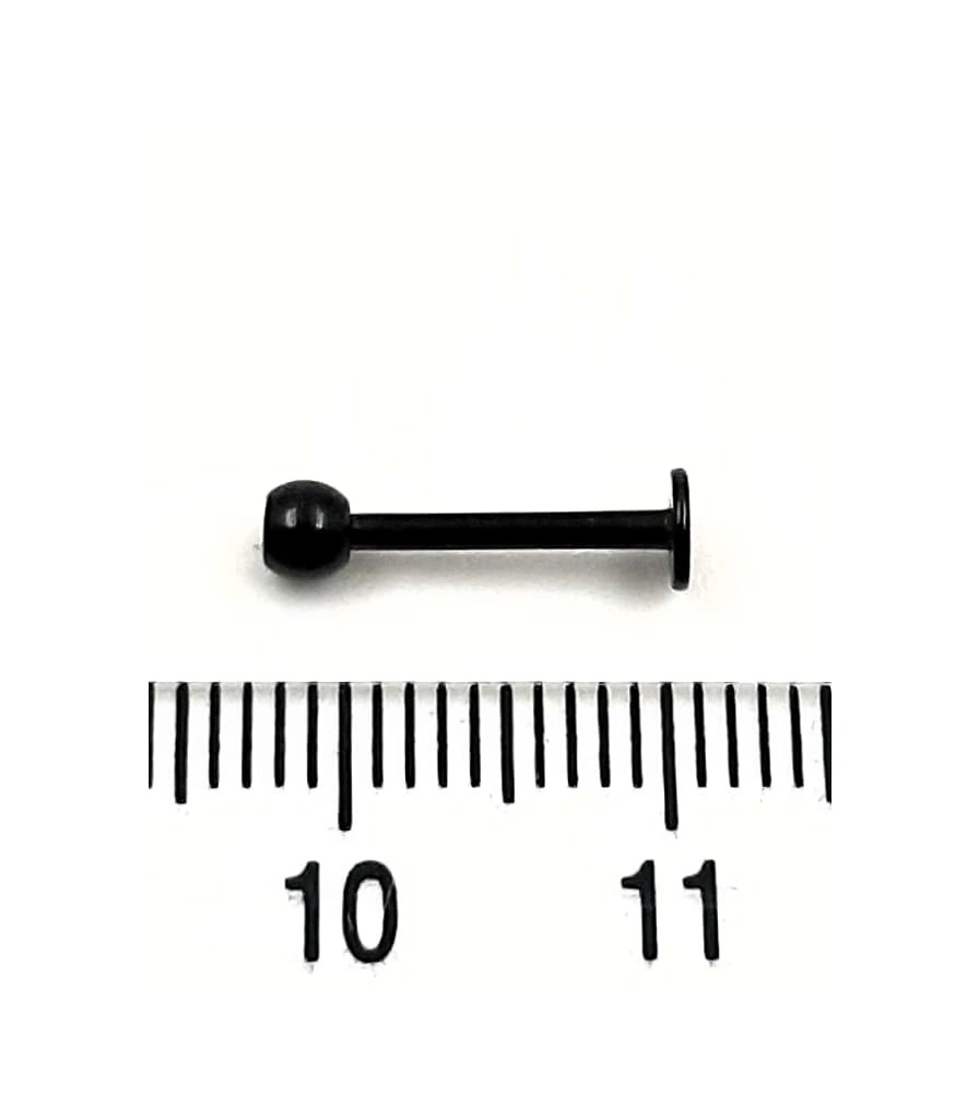 Лабрет Сталь Черный с Шариком со Стразом (прозрачным) 1,2 х 10 х 3