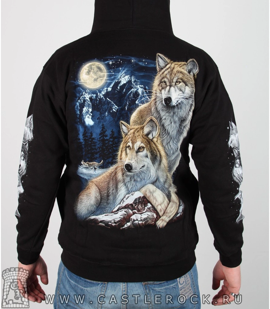 балахон на молнии волки