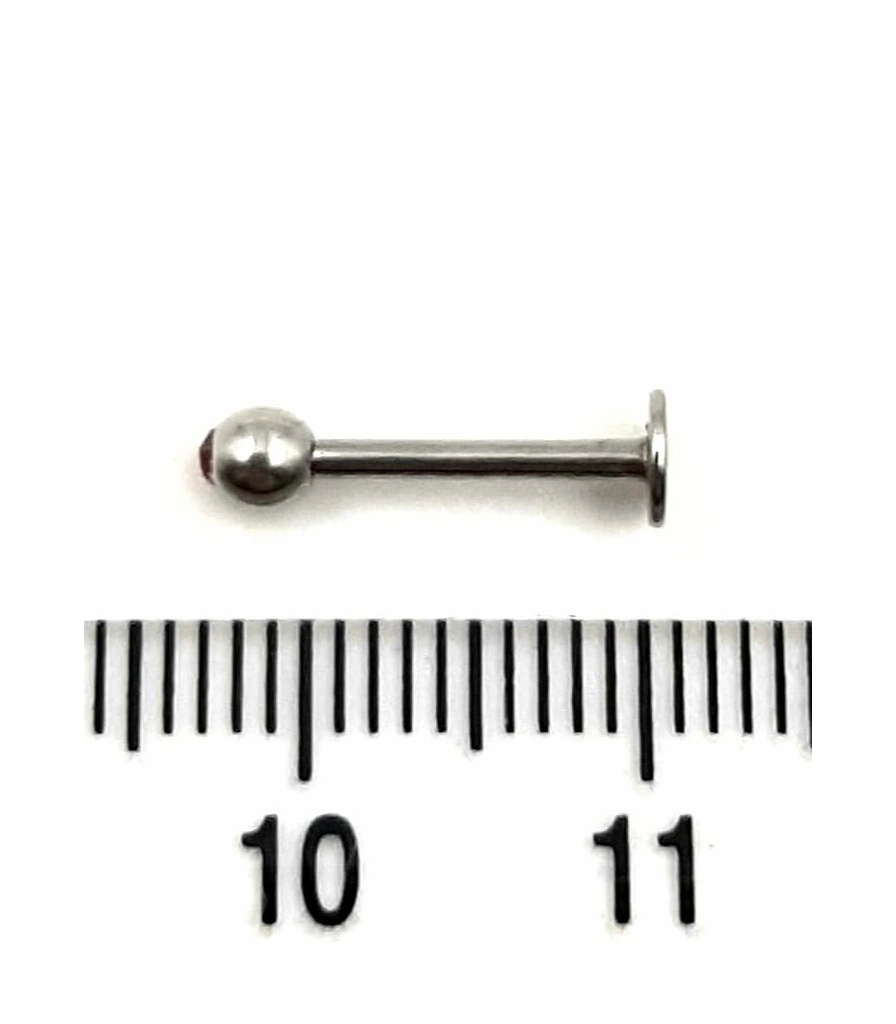 Лабрет Сталь с Шариком со Стразом (розовым) 1,2 х 10 х 3