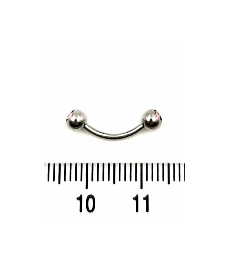 Микробанан Сталь с Шариками со Стразами (розовыми) 1,2 х 10 х 4/4