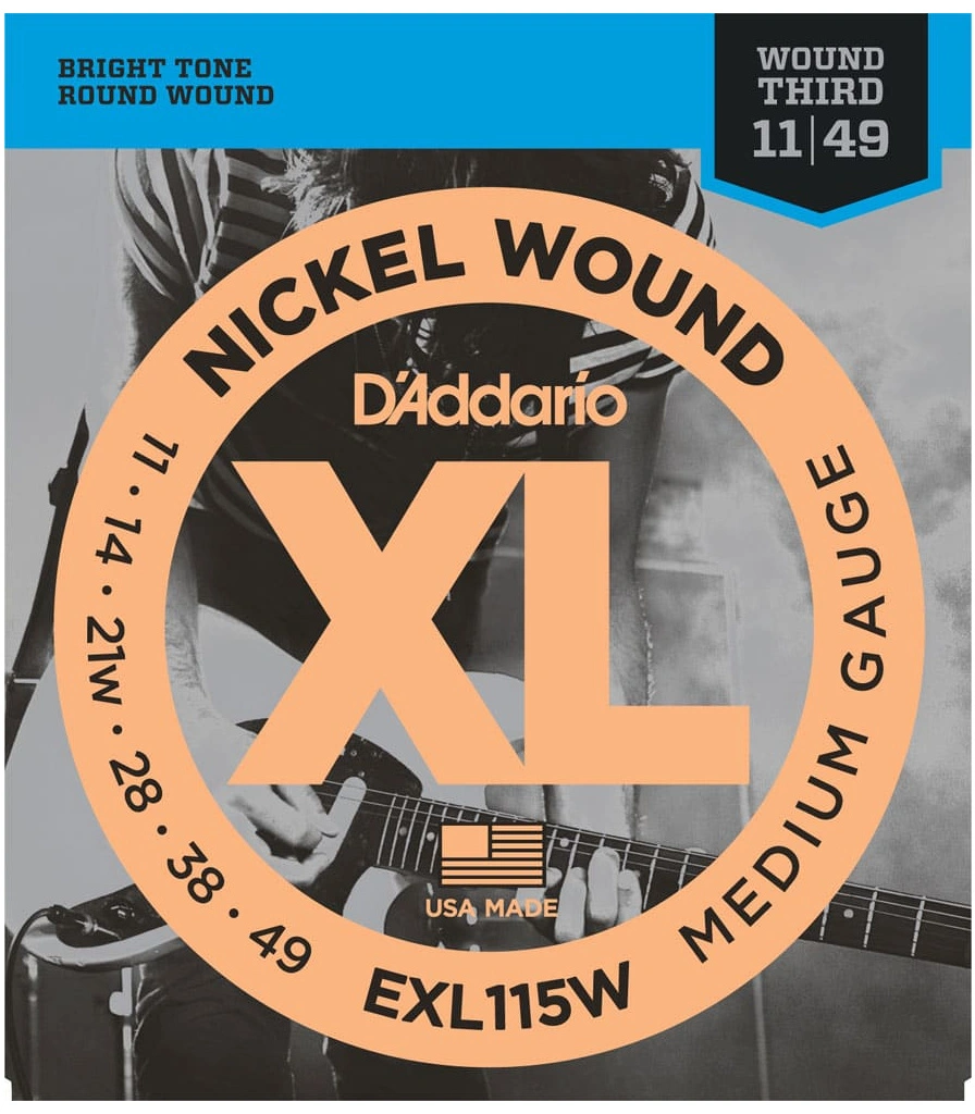 струны d'addario никелированные для электрогитары exl115w