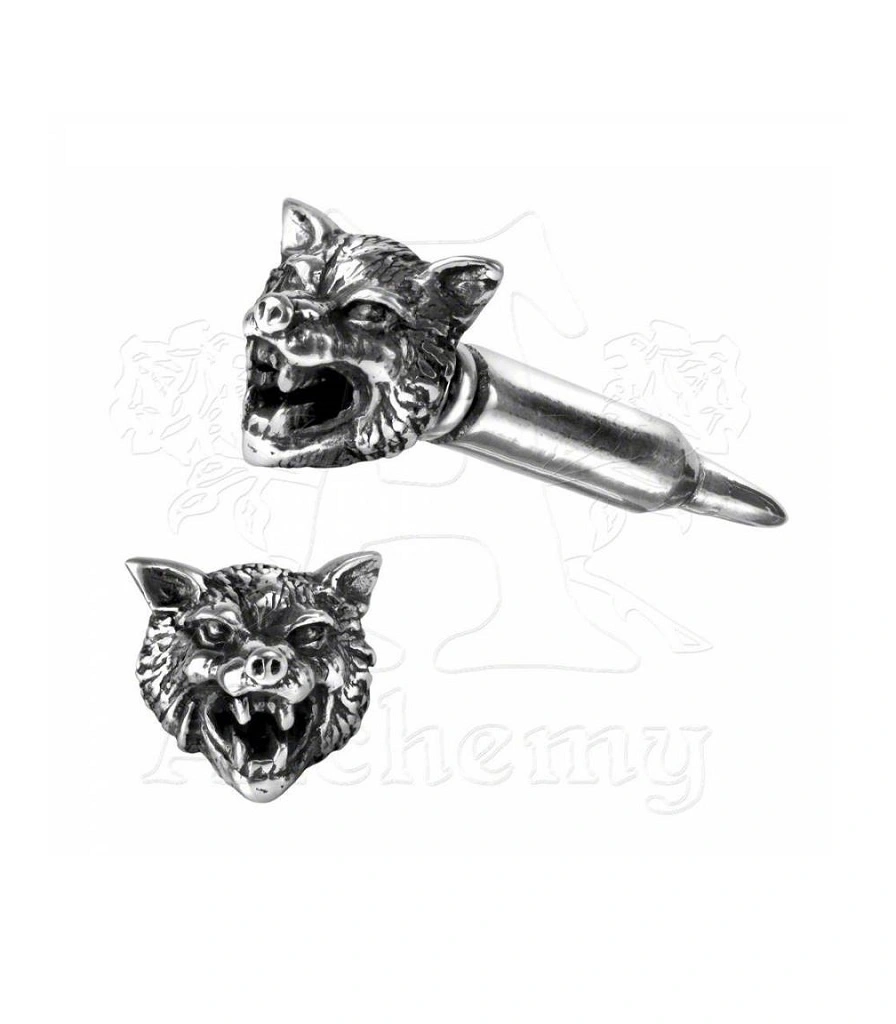 серьга alchemy gothic (алхимия готик) e326 wolf bullet