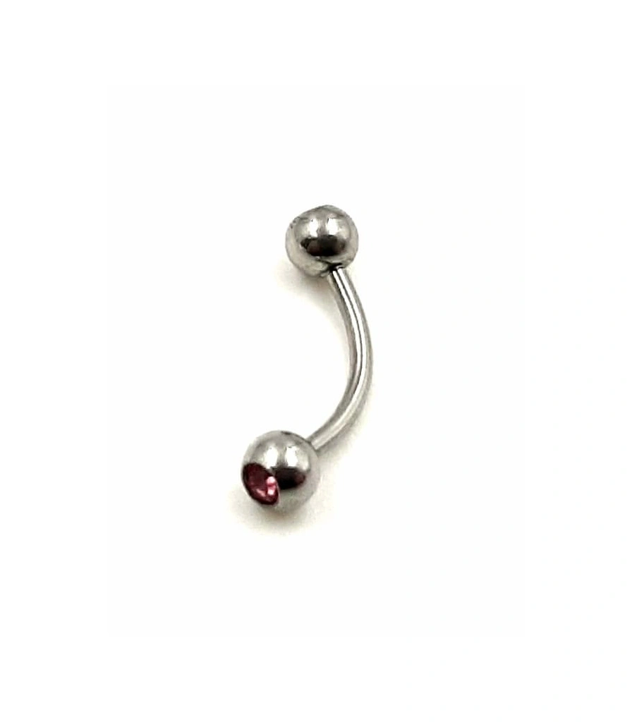 Микробанан Сталь с Шариками со Стразами (розовыми) 1,2 х 10 х 4/4