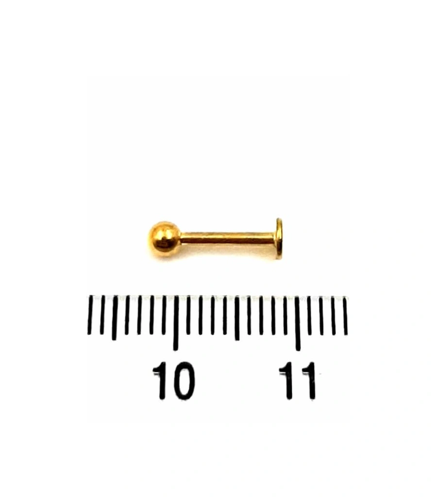 Лабрет Сталь Золотистый с Шариком 1,2 х 8 х 3