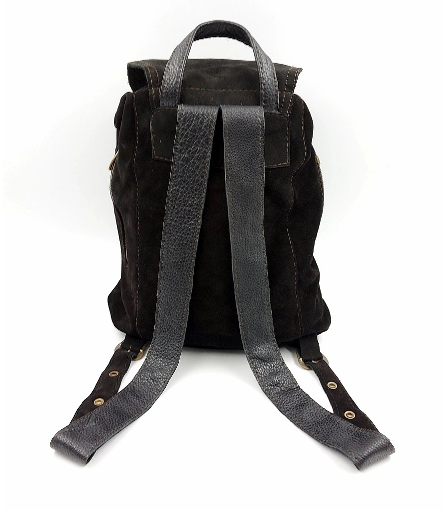 рюкзак замшевый черный (два кармана)