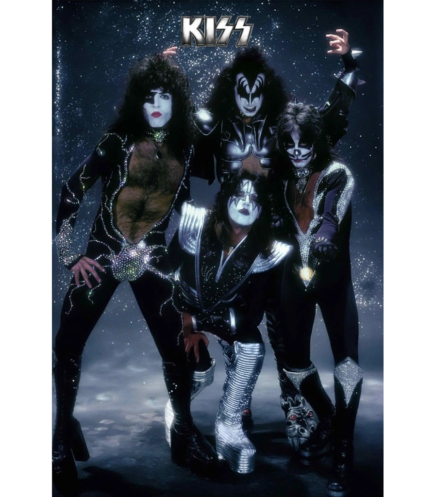 постер тканевый kiss (группа, синий)