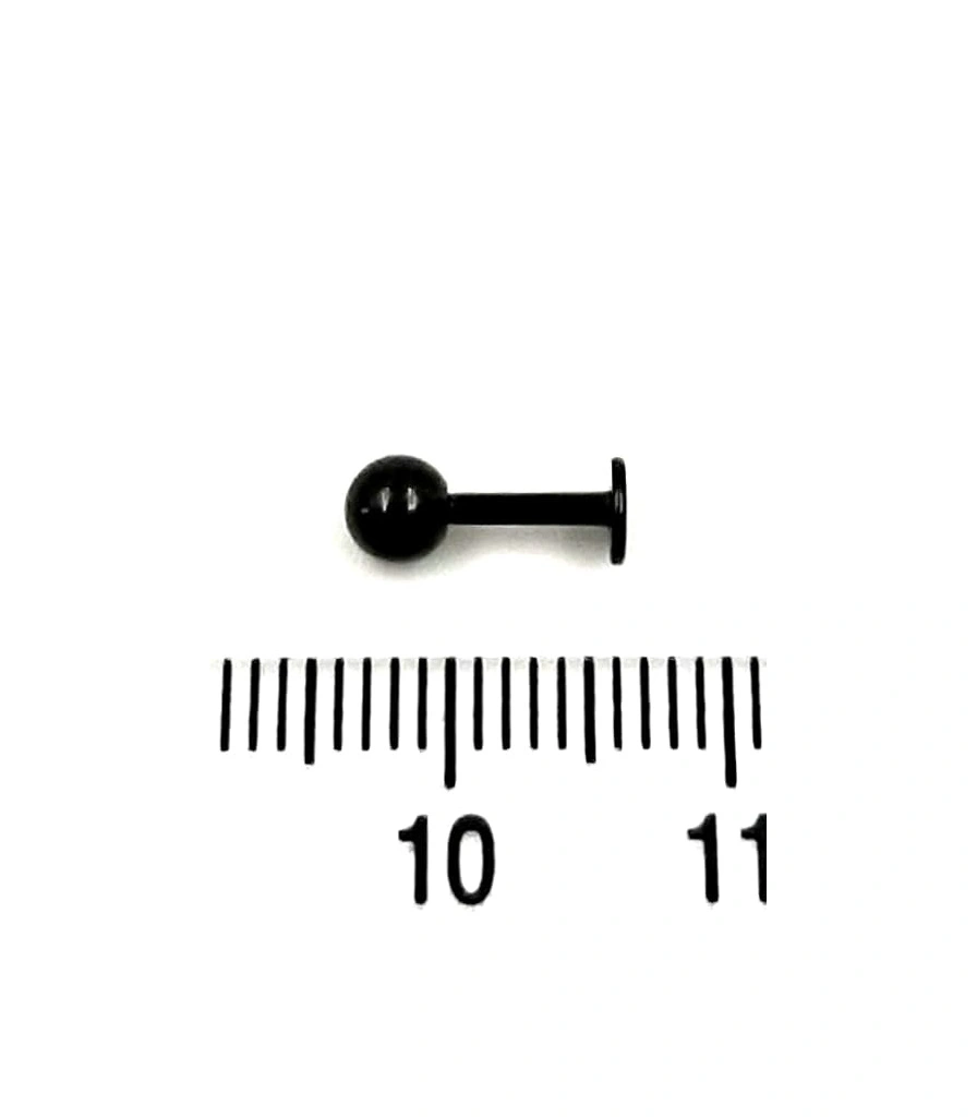 Лабрет Сталь Черный с Шариком 1,2 х 6 х 4