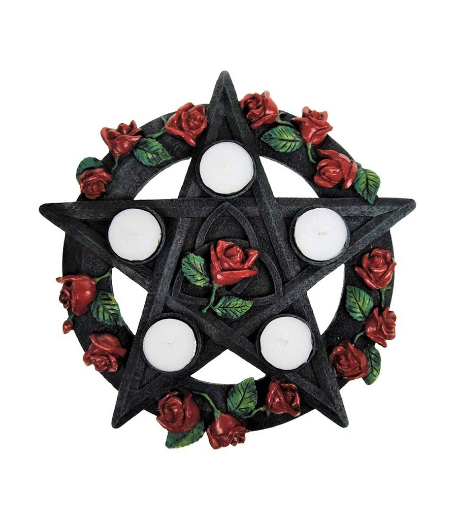 подсвечник пентаграмма с розами