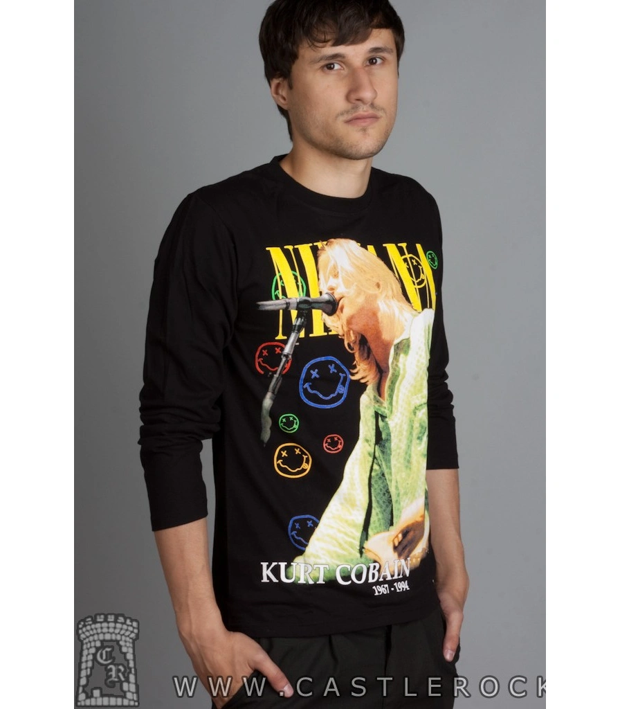 футболка nirvana kurt cobain 1967-1994 (желтая надпись) д/р