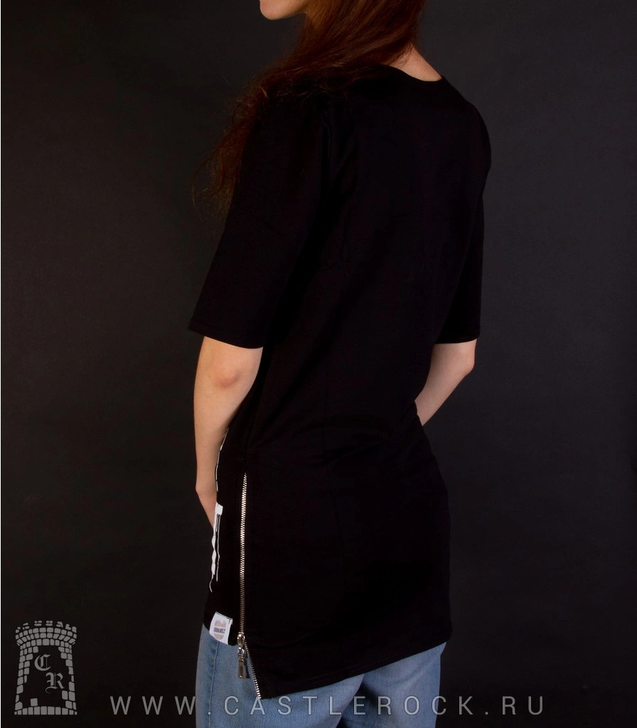 футболка удлиненная пацифик "peace of shit" (молнии по бокам)