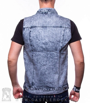 жилет джинсовый серый (потертый) 7022#
