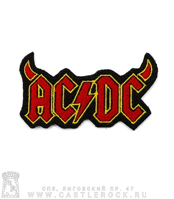 нашивка ac/dc (лого красное с рогами, вышивка)