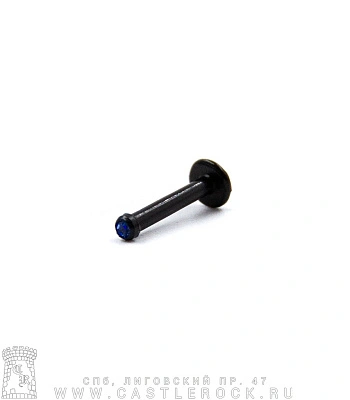 Лабрет Безрезьбовой Биофлекс Черный со Стразом (синим) 1,6 х 10 х 2