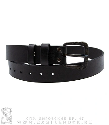 ремень кожаный полотно (кованая пряжка, черный, 39 мм)