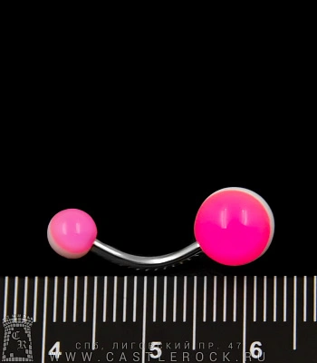 Банан Сталь с Акриловыми Шариками Полоса (бело-розовыми) 1,6 х 10 х 5/8