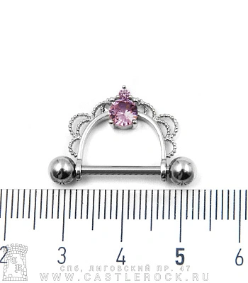 Штанга Сталь Кружево (стразы розовые) 1,6 х 16 х 5/5