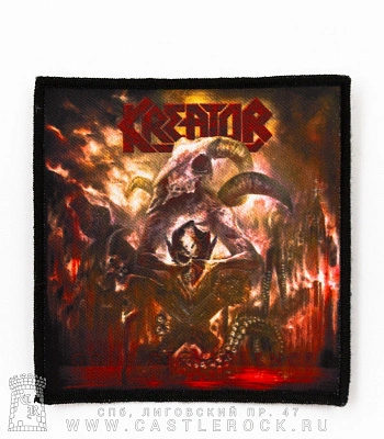 нашивка kreator "gods of violence" (яркий принт, квадратная)