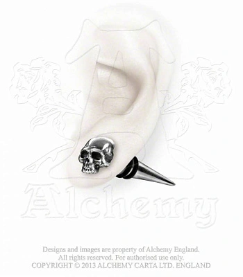 серьга alchemy gothic (алхимия готик) e323 tomb skull spike