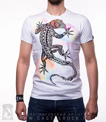 футболка ящерица (белая, светится)