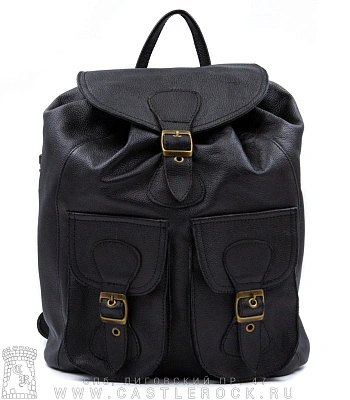 рюкзак кожаный o'skull черный (два кармана)