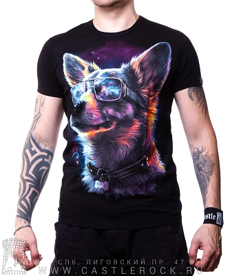 футболка пес космический (светится)