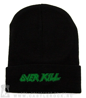 шапка с отворотом и вышивкой overkill