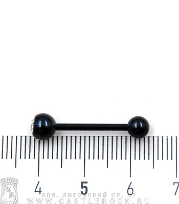 Штанга Сталь Черная с Шариками со Стразом (прозрачным) 1,6 х 16 х 5/6