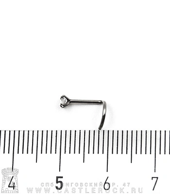 Крючок для носа Титан со Стразом (прозрачным) 0,8 х 6 х 3