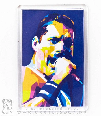 магнит прямоугольный queen freddie mercury (поп-арт, синий)
