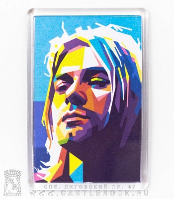 магнит прямоугольный nirvana kurt cobain (поп-арт, голубой)