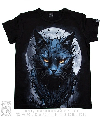 футболка детская кот и луна (светится)