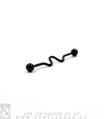 Штанга Индастриал Сталь Черная с Шариками и Зигзагом 1,6 х 38 х 5/5