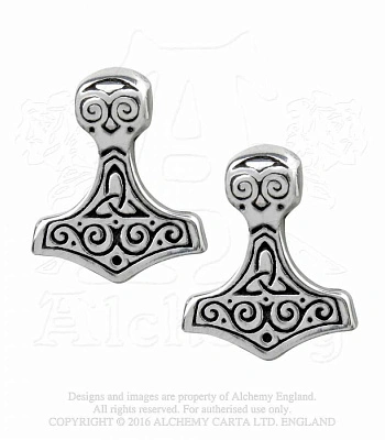 серьги alchemy gothic (алхимия готик) e384 thor hammer