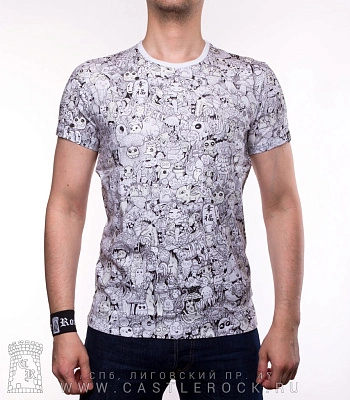 футболка мультяшки "little friends" (белая, полноформат, светится)