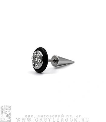 Обманка Плага Сталь с Шипом и Стразами (прозрачными, с резинкой) 1,2 х 6 х 8/(5х12)