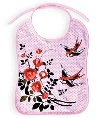 слюнявчик детский six bunnies ласточки и розы