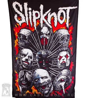 постер тканевый slipknot (маски, пламя)