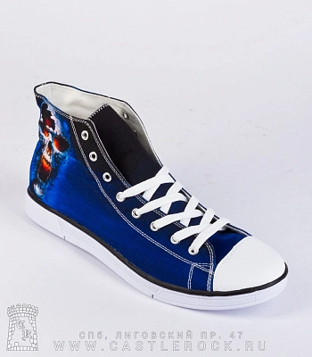 кеды череп с пламенем (синие)