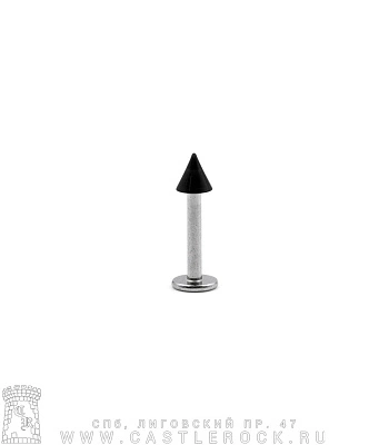 Лабрет Сталь с Акриловым Шипом (черным) 1,6 х 10 х 4