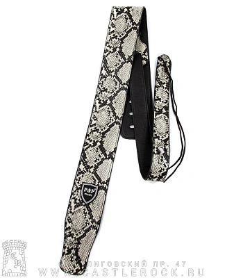 ремень для гитары кожа змеи (черно-белый)