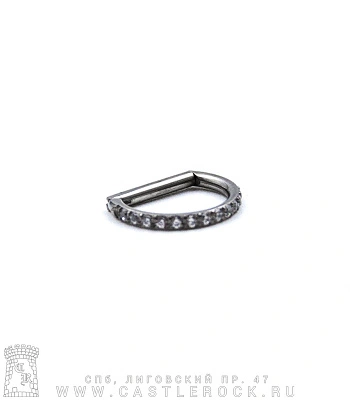 D-Образное Кольцо Кликер Титан 1,2 х 8 (кристаллы прозрачные)
