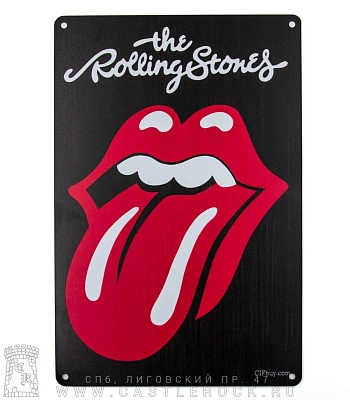 табличка rolling stones (лого, черная)