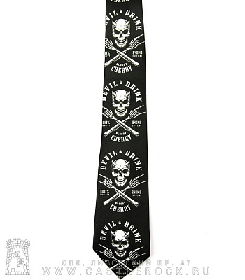 галстук череп демона "devil drink bloody cherry" (черный)