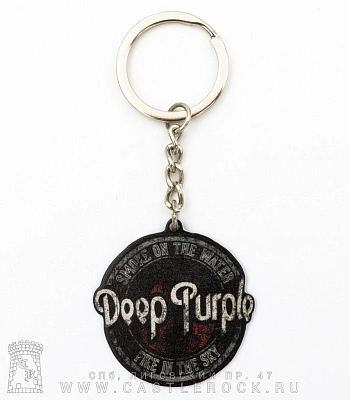 брелок металлический deep purple "smoke on the water, fire in the sky"