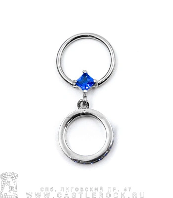 Кольцо BCR Сталь с Подвеской Кольцо (стразы синие) 1,6 х 13